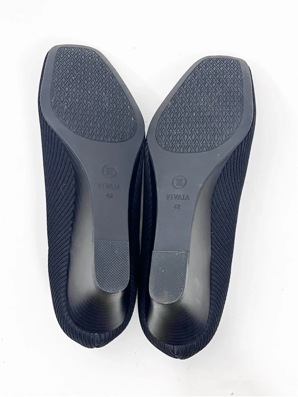 VIVAIA Black Square Toe Wedge Heel Slip On Loafers Shoes EU42 Casual Comfort